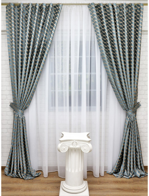 Комплект штор "Морская волна" F 3427v2301 голубой