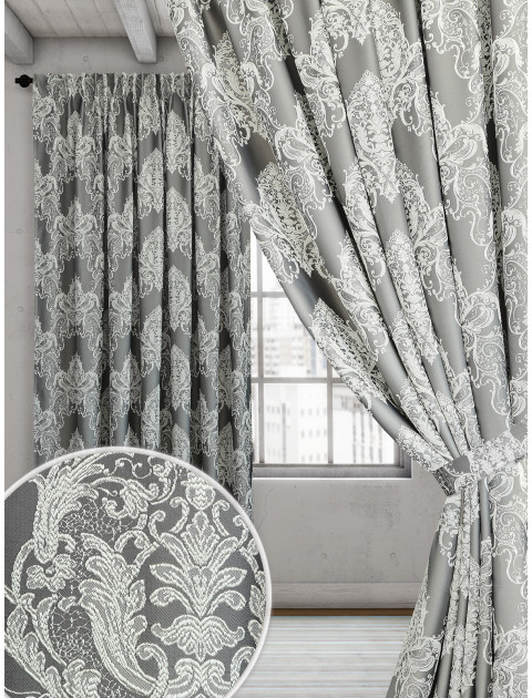 Комплект жаккардовых штор Вивальди 630447v4305 с подхватами темно-серый