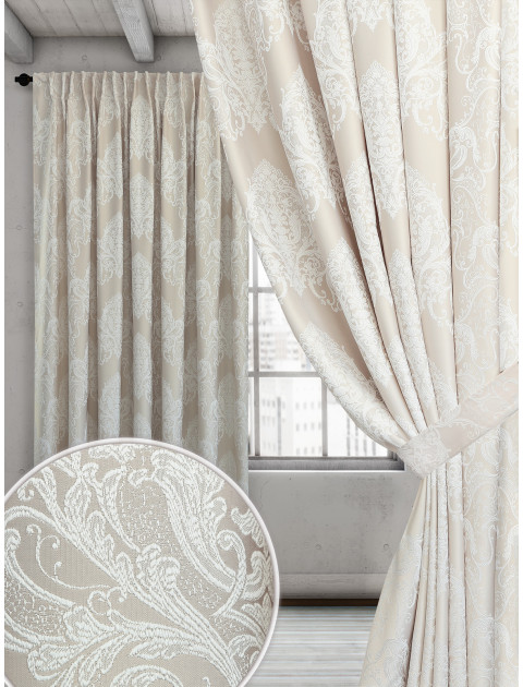 Комплект жаккардовых штор Вивальди 630447v4001 с подхватами светло-бежевый