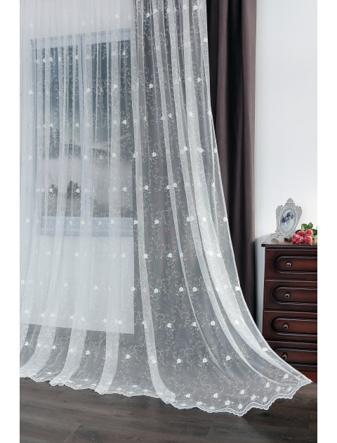 Тюль сетка-вышивка 27811v25 молочный