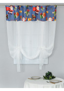 Тюль экран Санта Клаус габардин зеленый красный серо-синий