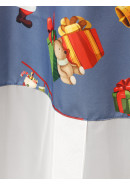 Тюль экран Санта Клаус габардин зеленый красный серо-синий