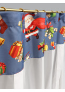 Тюль экран Санта Клаус габардин зеленый красный серо-синий