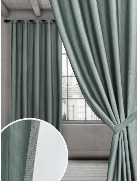 Комплект штор Флокинг блэкаут v7 серо-бирюзовый