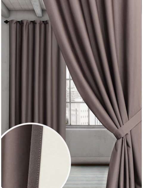 Комплект штор Флокинг блэкаут v11 коричневый