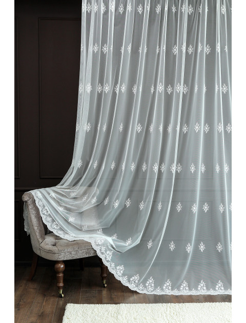 Тюль сетка-вышивка 25727v7093 молочный