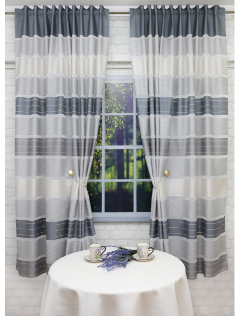 Тюль из двух полотен "Дарама" на манжете 13354v02 серый, бежевый