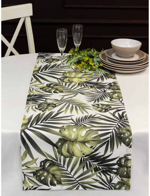 Дорожка декоративная Амазонка полулен темно-зеленый белый Дорожка декоративная Амазонка полулен темно-зеленый белый