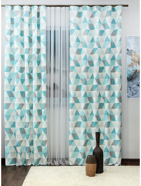 Комплект штор Софт 537294 6479v002 молочный серый голубой