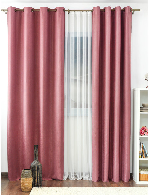 Комплект штор Лиана ТВ01v130 на люверсах коричневый брусничный