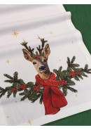 Дорожка декоративная Олень хлопок белый