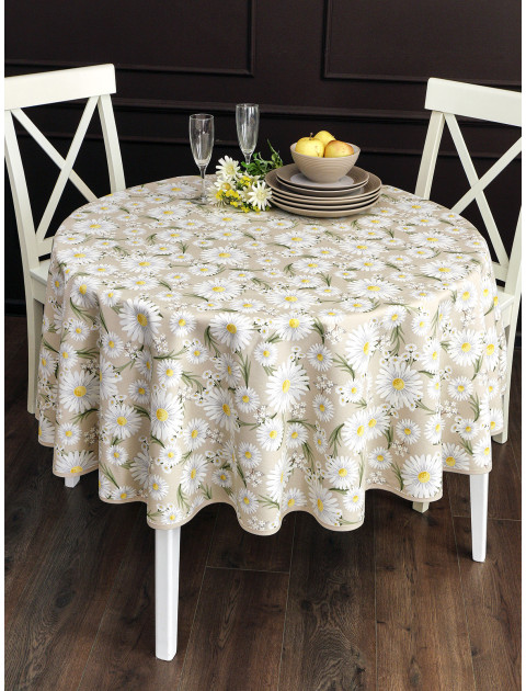 Скатерть с пропиткой duck 121706v004 молочный зеленый бежевый