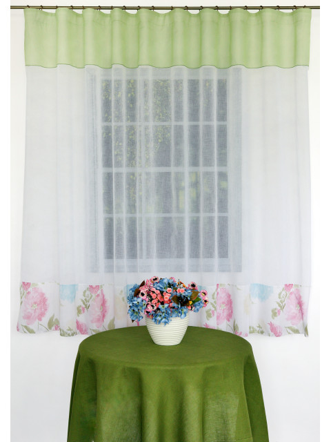 Тюль "Анна", белый, салатовый, розовый