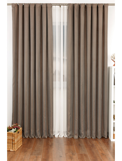 Комплект штор Rombo Ecole v 610290 коричневый сливочный узор сетка-ромбы