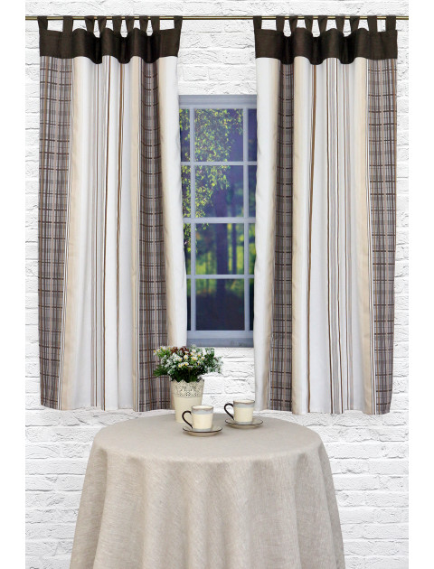 Шторы на петлях Дарама 55074, молочно-бежевый, коричневый