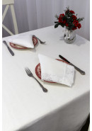 Скатерть Кружевные розы с набором салфеток (4 шт), белый