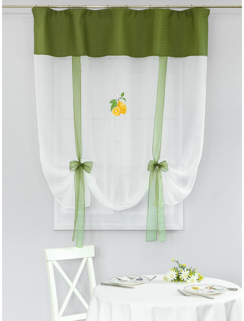 Тюль-экран Лимон 590PLv20 белый зеленый