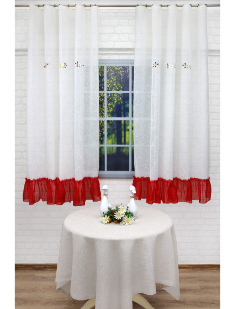 Тюль "Весна-2" молочный, красный без подхватов