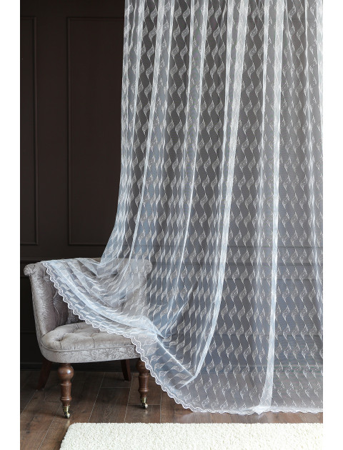 Тюль Сетка-вышивка 9002v707 белый золотистый