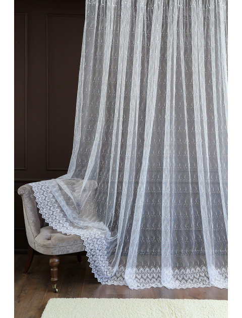 Тюль сетка-вышивка 7081382vbeyaz белый
