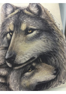 Наволочка декоративная Волки хлопок бежевый коричневый серый