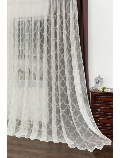 Тюль сетка-вышивка 924786 v ecru-ecru, молочный