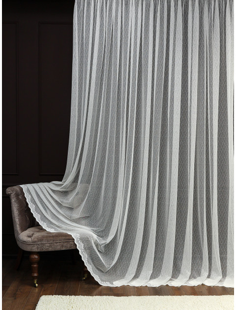 Тюль сетка Жаккард 80437v2 молочный