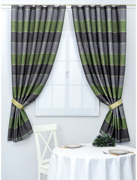 Комплект штор Дарама крэш 55651v102 темно-серый зеленый