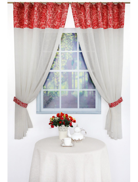 Тюль Вера 2 Кружева, бежевый, красный