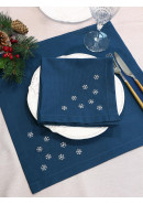 Набор столовых салфеток с вышивкой Снежинки хлопок синий