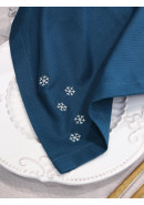 Набор столовых салфеток с вышивкой Снежинки хлопок синий