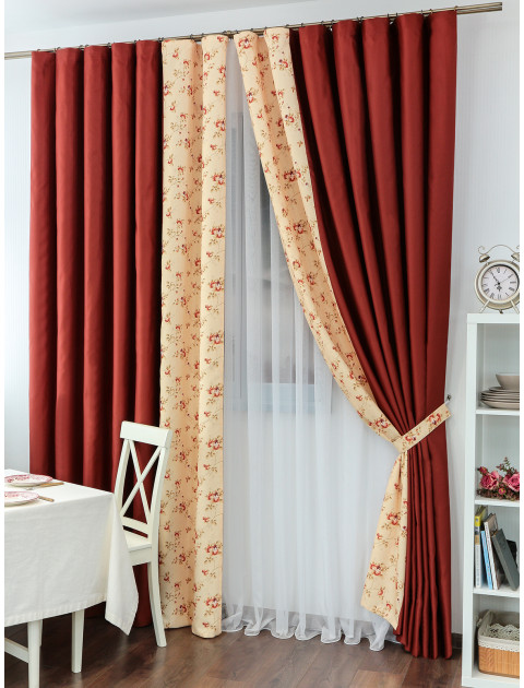 Комплект штор Magia Satenv9782 Misket1075v04A сливочный терракотовый