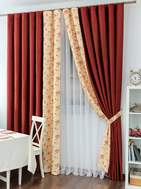 Комплект штор Magia Satenv9782 Misket1075v04A сливочный терракотовый