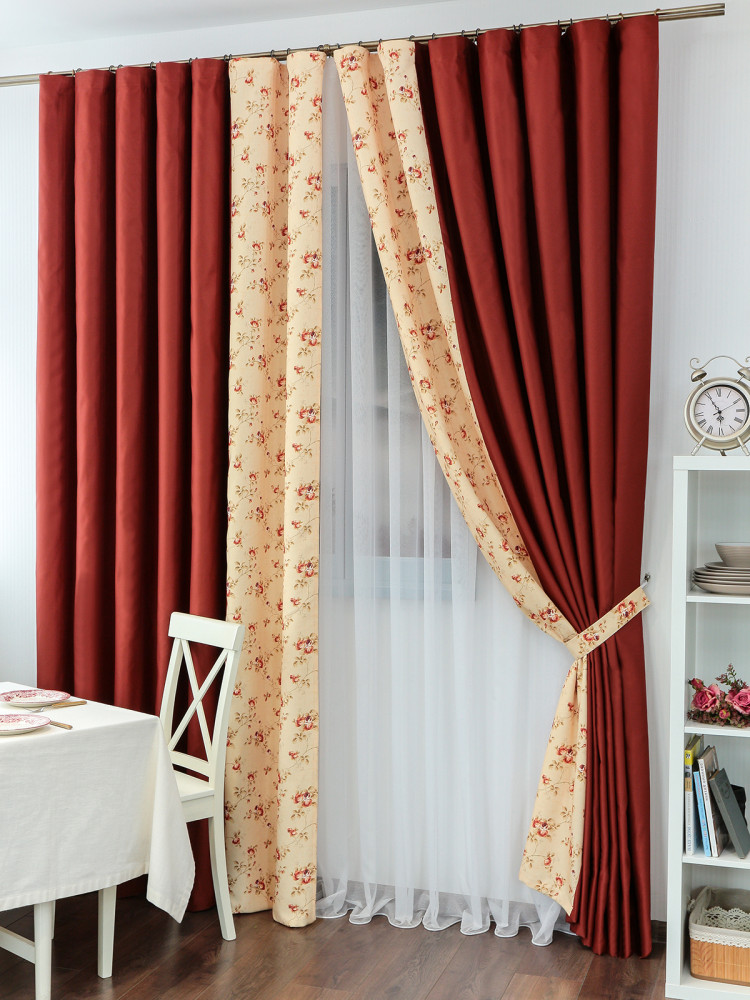 Комплект штор Magia Satenv9782 Misket1075v04A сливочный терракотовый