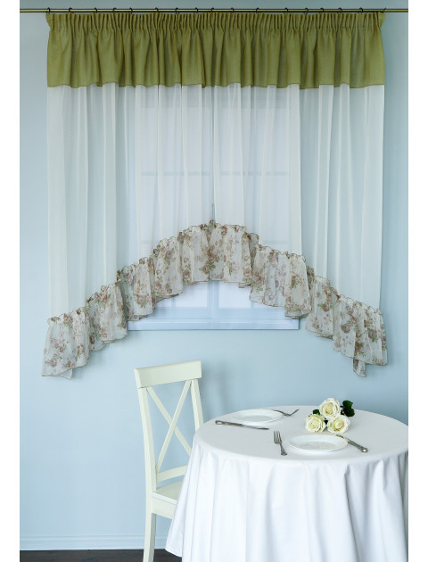 Тюль Арка, зеленый, светло-бежевый