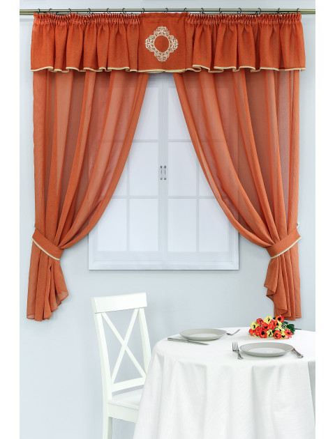 Комплект штор с ламбрекеном Милый каприз adeco терракотовый