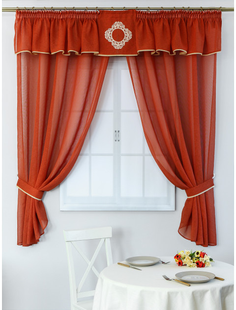 Комплект штор с ламбрекеном Милый каприз Lupo кирпичный