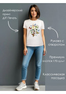 Футболка с принтом Камелия и бабочки теплый белый Футболка с принтом Камелия и бабочки теплый белый