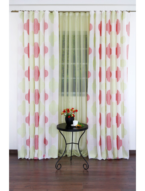 Комплект облегченных штор и тюля "Fleur Dessinee", молочный,зеленый