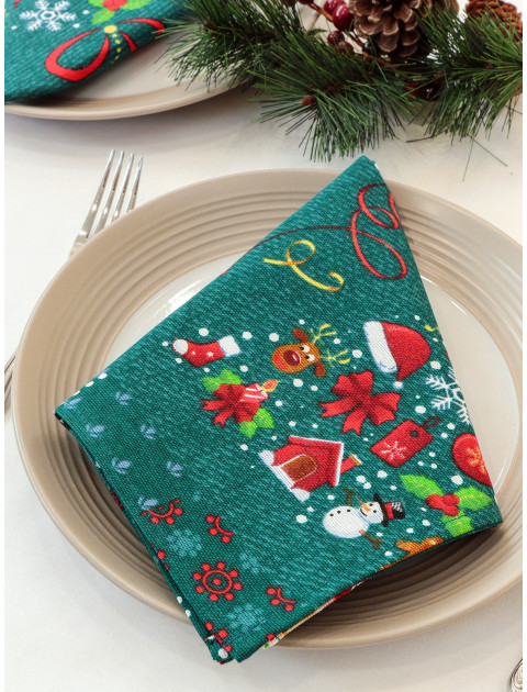 Набор салфеток Усадьба Волшебные истории темно-зеленый желтый 40*40 см