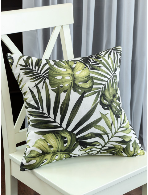 Наволочка декоративная Амазонка полулен темно-зеленый белый