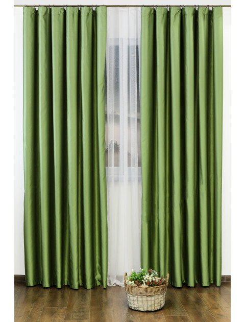 Комплект штор "Saten" без подхватов,  зелёные