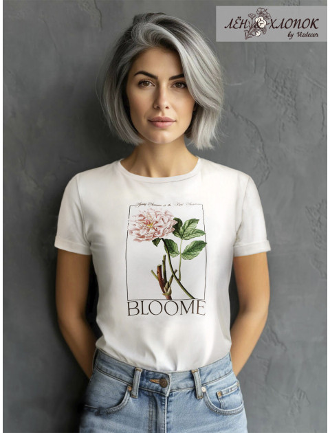Футболка с принтом BLOOME теплый белый