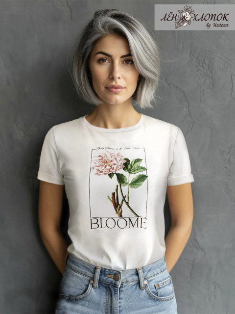 Футболка с принтом BLOOME теплый белый