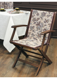 Накидка-чехол на стул со спинкой Усадьба Цветочный вензель розово-коричневый