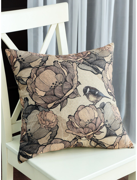 Наволочка декоративная Вечер полулен бежевый коричневый