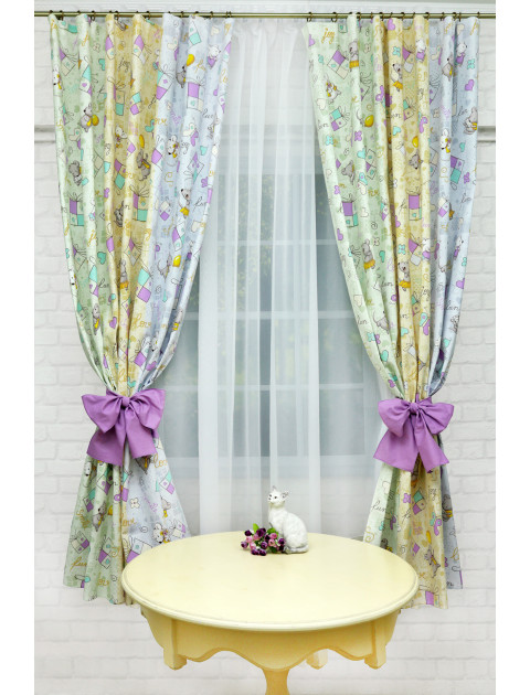 Комплект штор "Усадьба. Mouse", серый, сиреневый