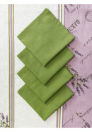 Скатерть Прованс Лаванда с набором салфеток лен зеленый сиреневый молочный
