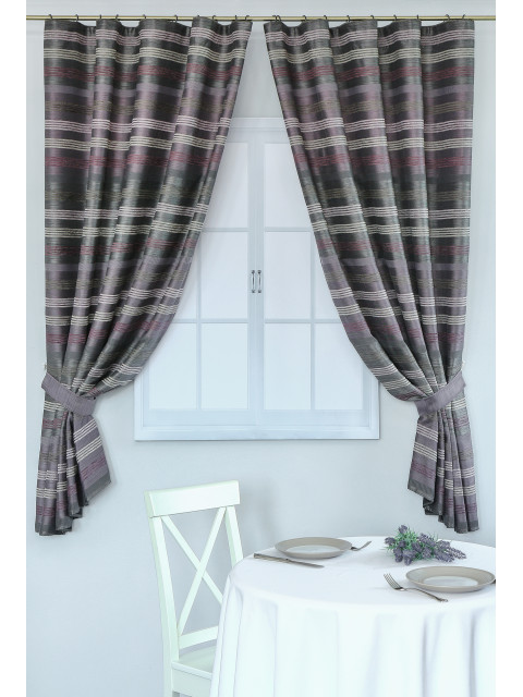 Шторы для кухни Дарама stripes 3440 v 111, серый, сиреневый