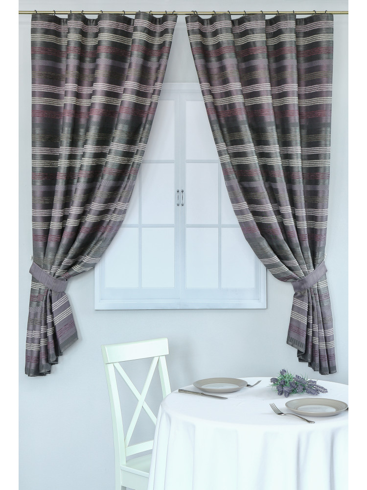 Шторы для кухни Дарама stripes 3440 v 111, серый, сиреневый